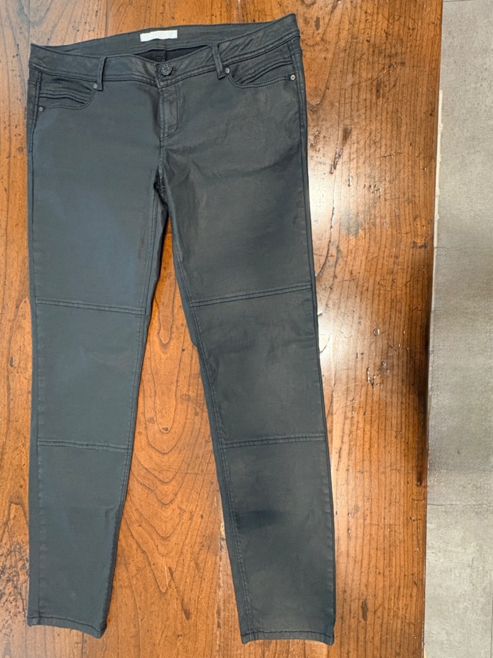 Betty & Co Coated Moto Skinny Ankle Pants Black Euro 44 / US 14W